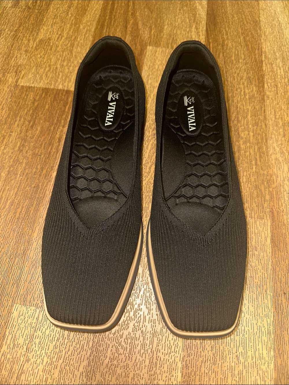 VIVAIA Square Toe All Day Standing Mabel Black Mesh Comfort Flats size 39.5 8.5 - Picture 3 of 6